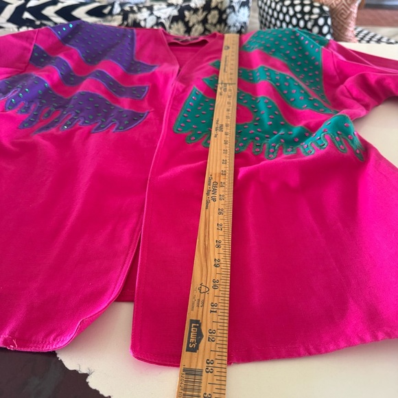 80’s bold Pink cotton sequined retro Open Jacket - Picture 5 of 7